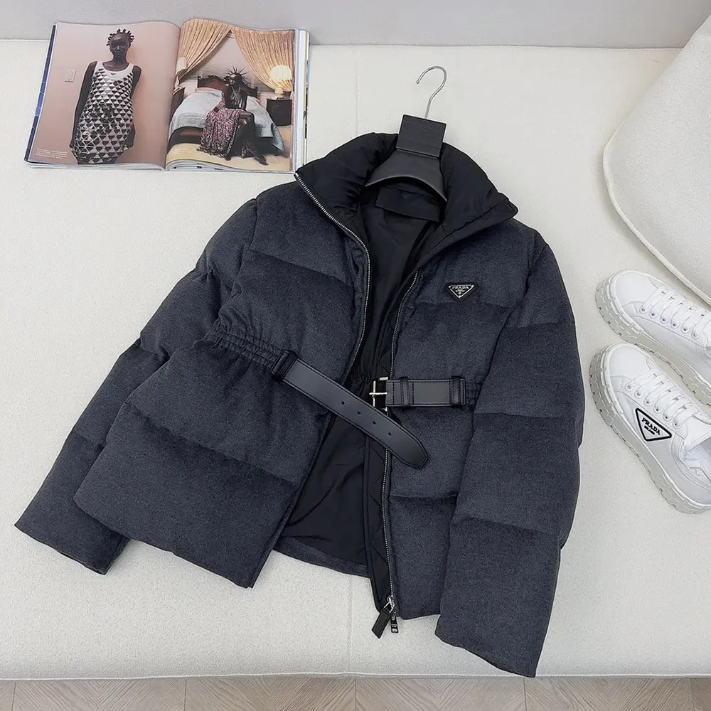 Prada Women Loden Down Jacket-Grey 29L131C2OF0480