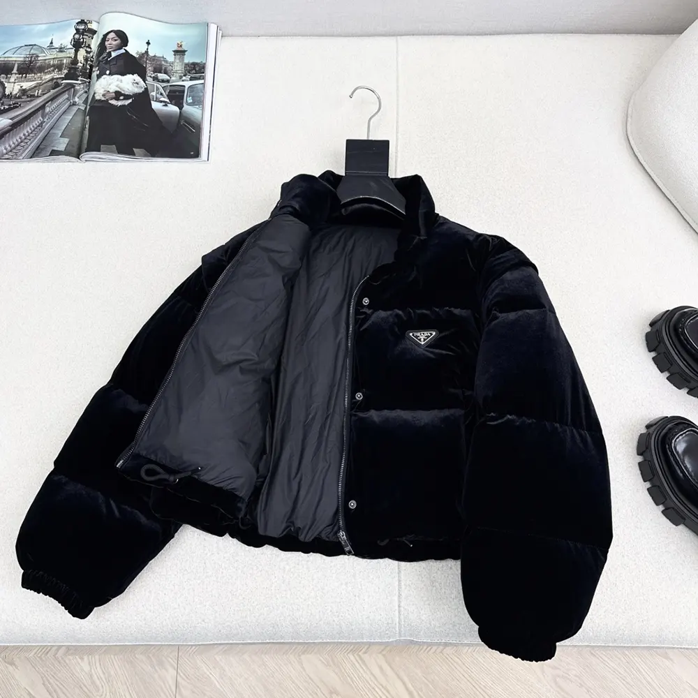 Prada Men Velvet Down Jacket-Black 29180518H4