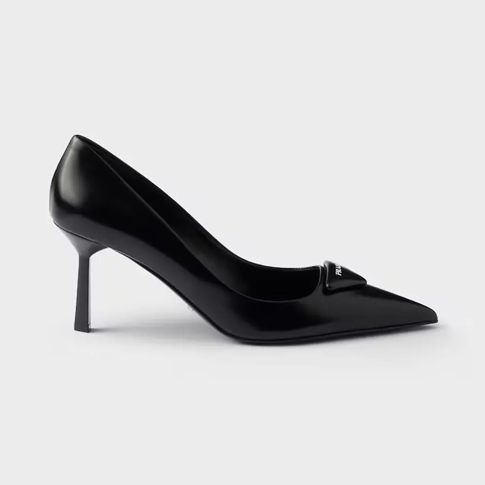 Prada Women Brushed Leather Pumps-Black 1I928M055F0002