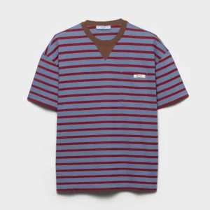 Prada Women Oversized Striped Jersey T-Shirt 3575B18V8F04Y5