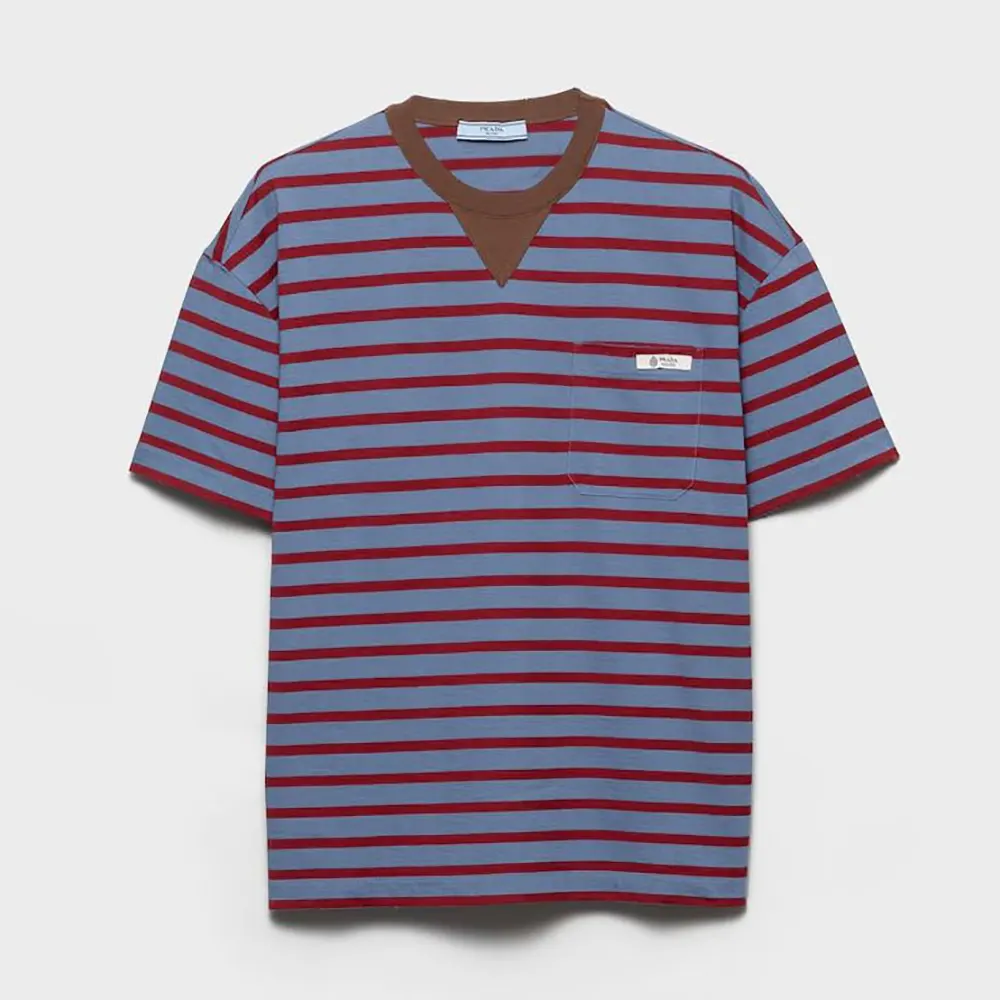 Prada Women Oversized Striped Jersey T-Shirt 3575B18V8F04Y5