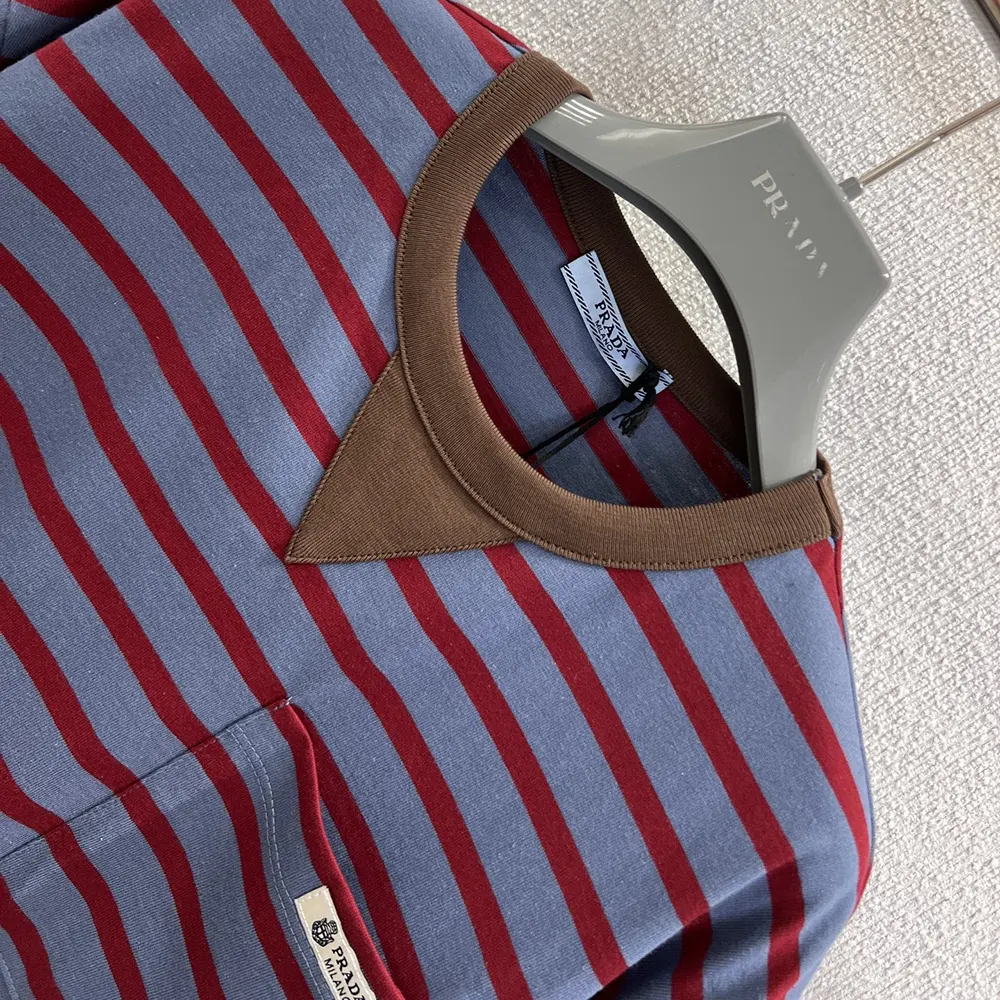 Prada Women Oversized Striped Jersey T-Shirt 3575B18V8F04Y5