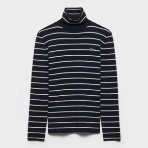 Prada Men Striped Wool Turtleneck Sweater-Black P2657518YM