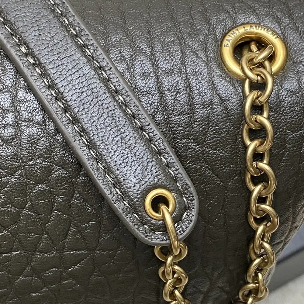 Saint Laurent YSL Women Cassandre xxl Envelope Pouch On Chain in Lambskin-Dark Green