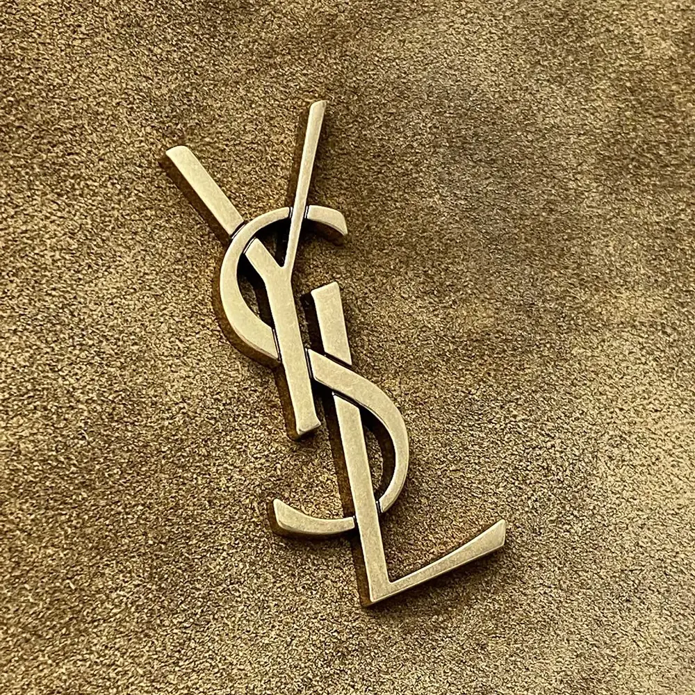 Saint Laurent YSL Women Cassandre xxl Pouch On Chain in Suede-Brown - Image 8