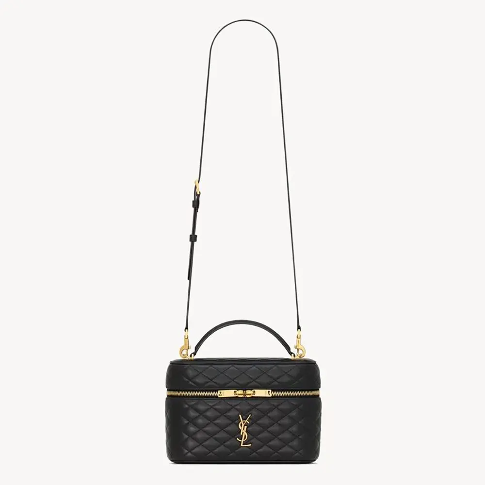 Saint Laurent YSL Women Gaby Large Vanity Bag in Lambskin-Black 8515721E