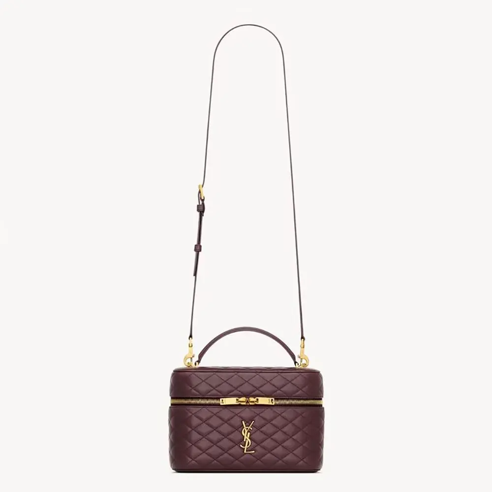 Saint Laurent YSL Women Gaby Large Vanity Bag in Lambskin-Maroon 8515721E