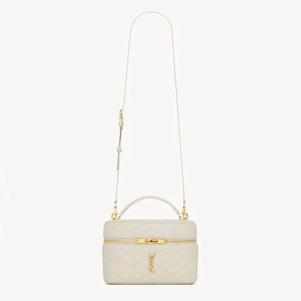 Saint Laurent YSL Women Gaby Large Vanity Bag in Lambskin-White 8515721E