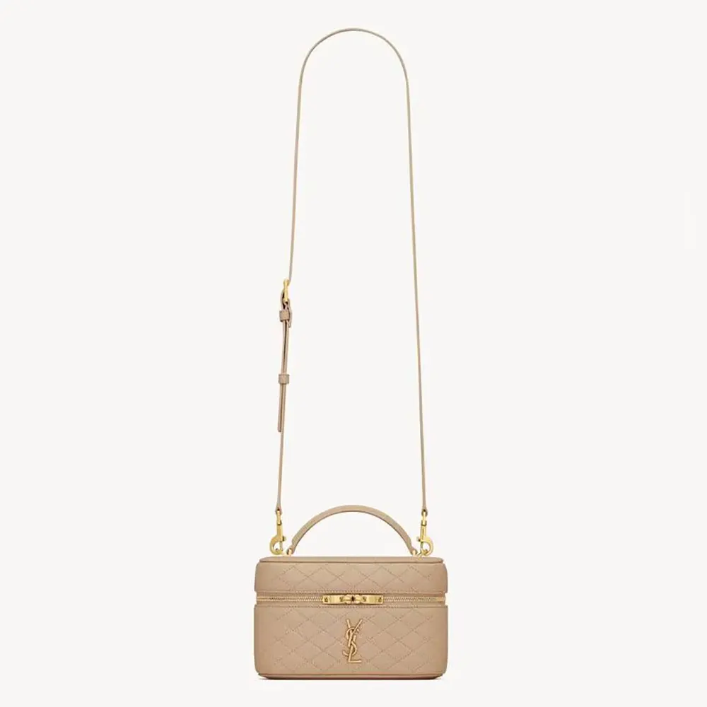 Saint Laurent YSL Women Gaby Vanity Bag in Lambskin-Beige