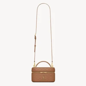 Saint Laurent YSL Women Gaby Vanity Bag in Lambskin-Brown