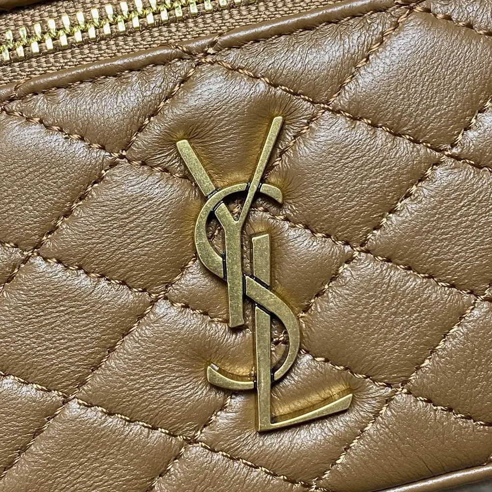 Saint Laurent YSL Women Gaby Vanity Bag in Lambskin-Brown