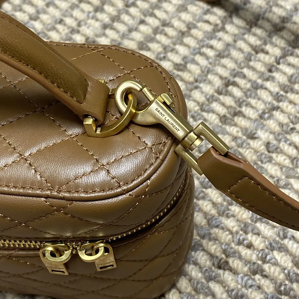 Saint Laurent YSL Women Gaby Vanity Bag in Lambskin-Brown