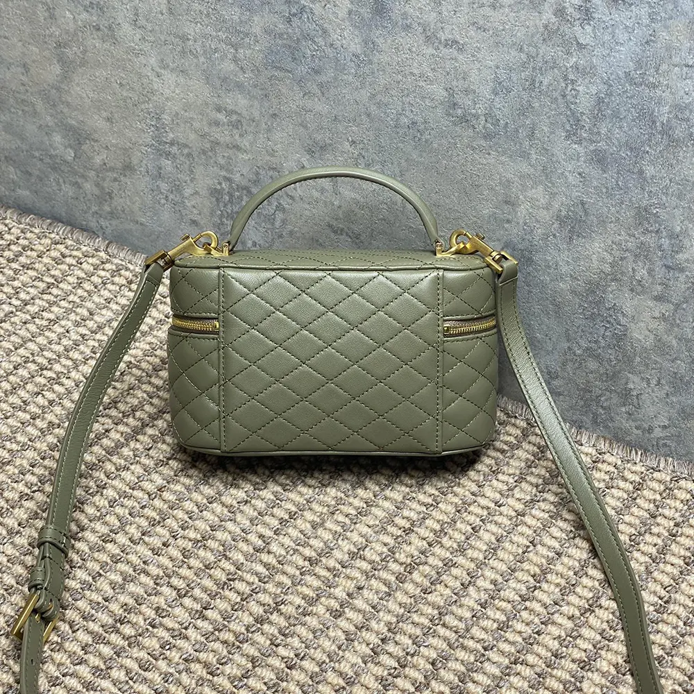 Saint Laurent YSL Women Gaby Vanity Bag in Lambskin-Green