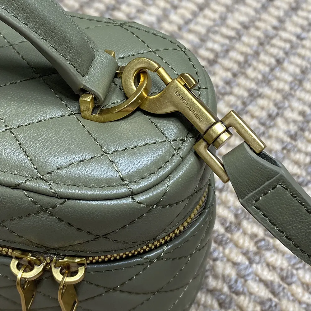 Saint Laurent YSL Women Gaby Vanity Bag in Lambskin-Green