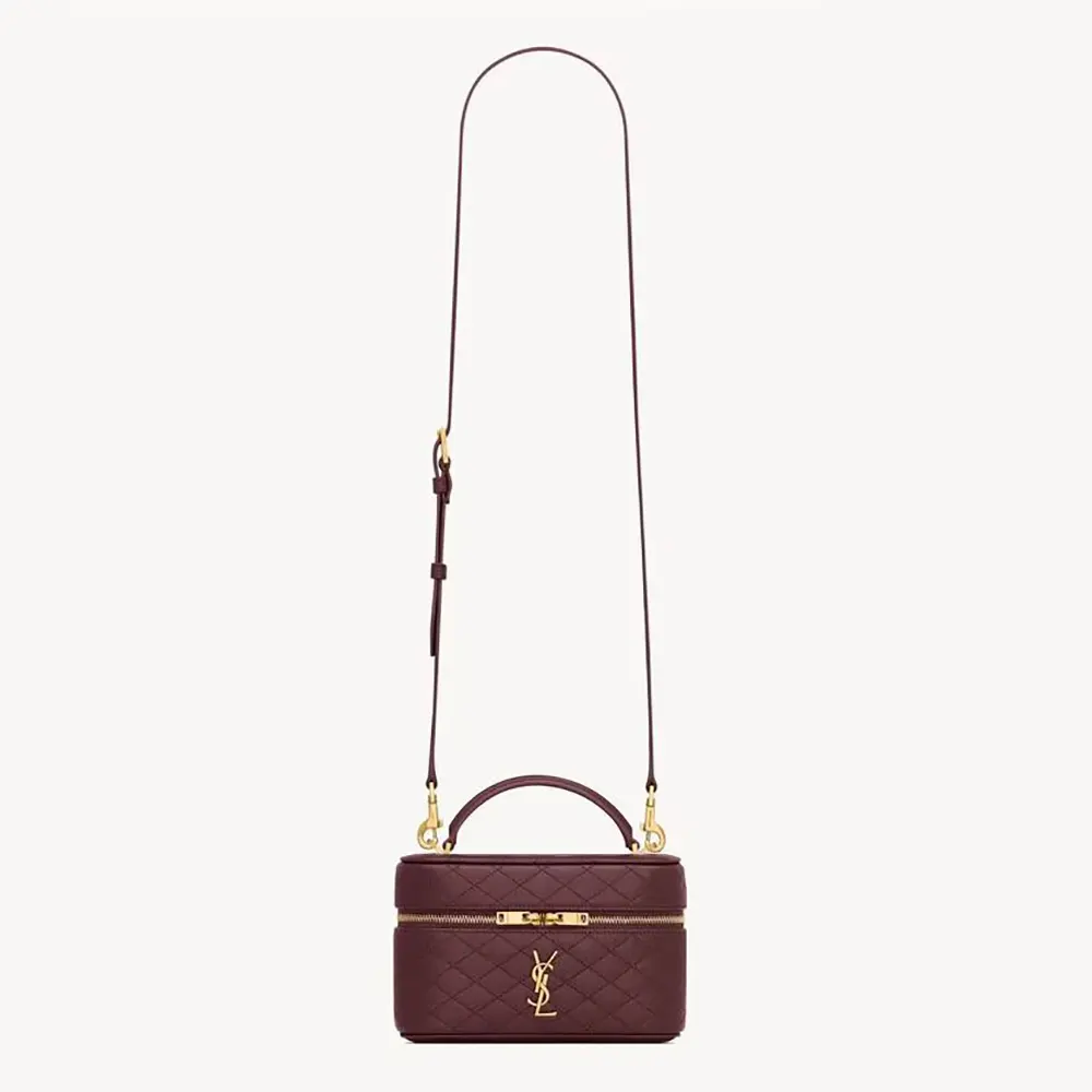 Saint Laurent YSL Women Gaby Vanity Bag in Lambskin-Maroon