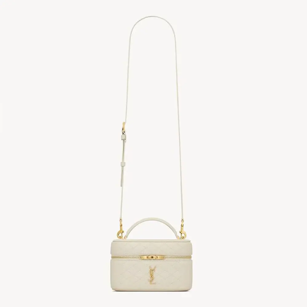 Saint Laurent YSL Women Gaby Vanity Bag in Lambskin-White
