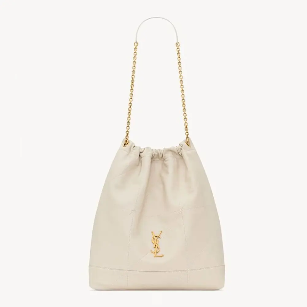 Saint Laurent YSL Women Jamie Large Pochon in Lambskin-White 828350A