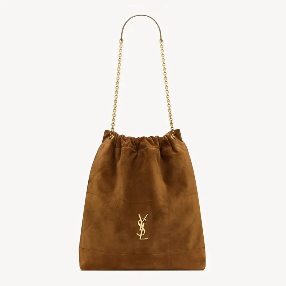 Saint Laurent YSL Women Jamie Large Pochon in Suede-Brown 8283501U