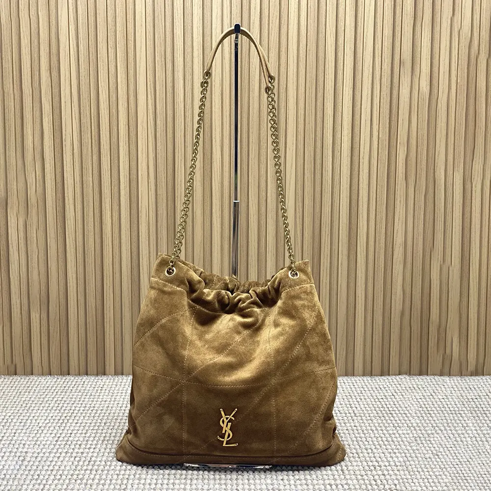 Saint Laurent YSL Women Jamie Large Pochon in Suede-Brown 8283501U