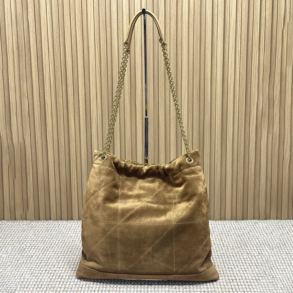 Saint Laurent YSL Women Jamie Large Pochon in Suede-Brown 8283501U