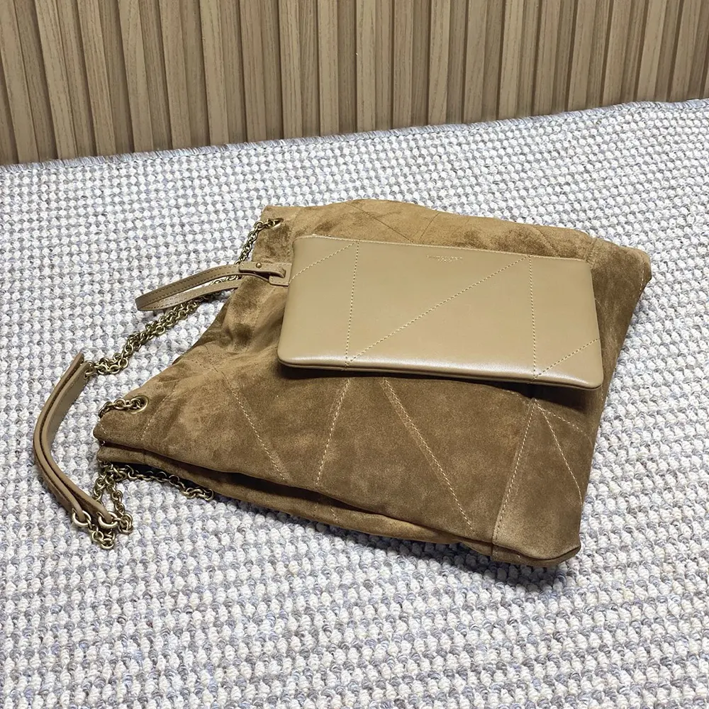 Saint Laurent YSL Women Jamie Large Pochon in Suede-Brown 8283501U