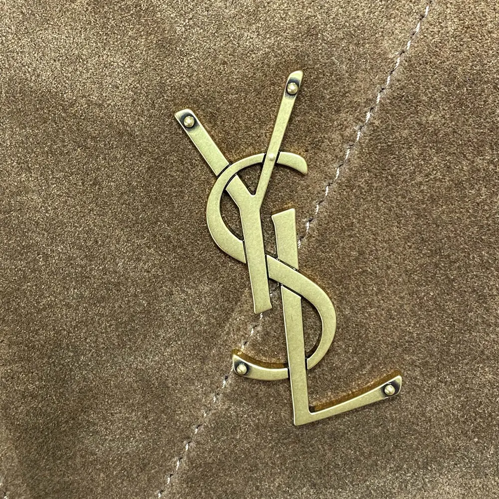 Saint Laurent YSL Women Jamie Large Pochon in Suede-Brown 8283501U