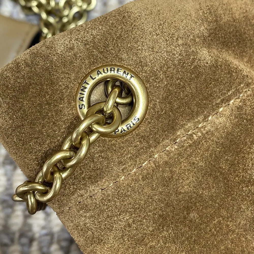 Saint Laurent YSL Women Jamie Large Pochon in Suede-Brown 8283501U