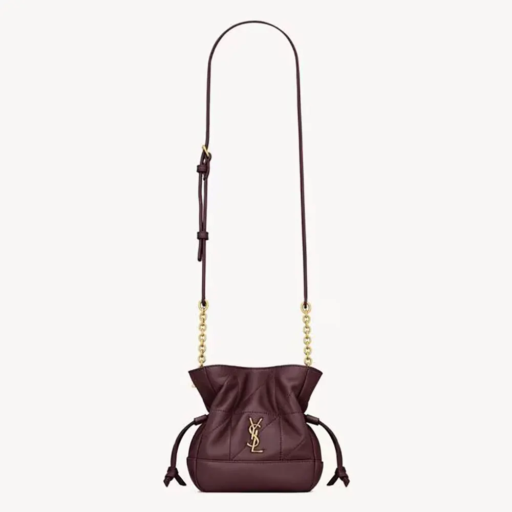 Saint Laurent YSL Women Jamie Mini Shoulder Pouch in Lambskin-Maroon