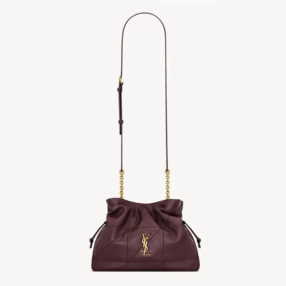 Saint Laurent YSL Women Jamie Shoulder Pouch in Lambskin-Maroon