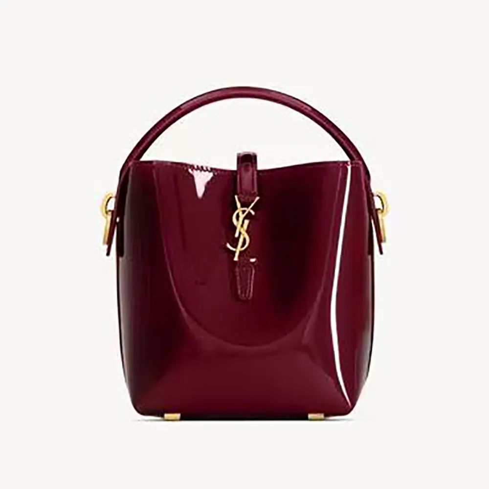 Saint Laurent YSL Women Le 37 Mini in Patent Leather-Maroon 765870AA