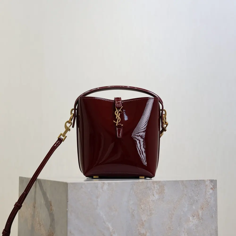 Saint Laurent YSL Women Le 37 Mini in Patent Leather-Maroon 765870AA