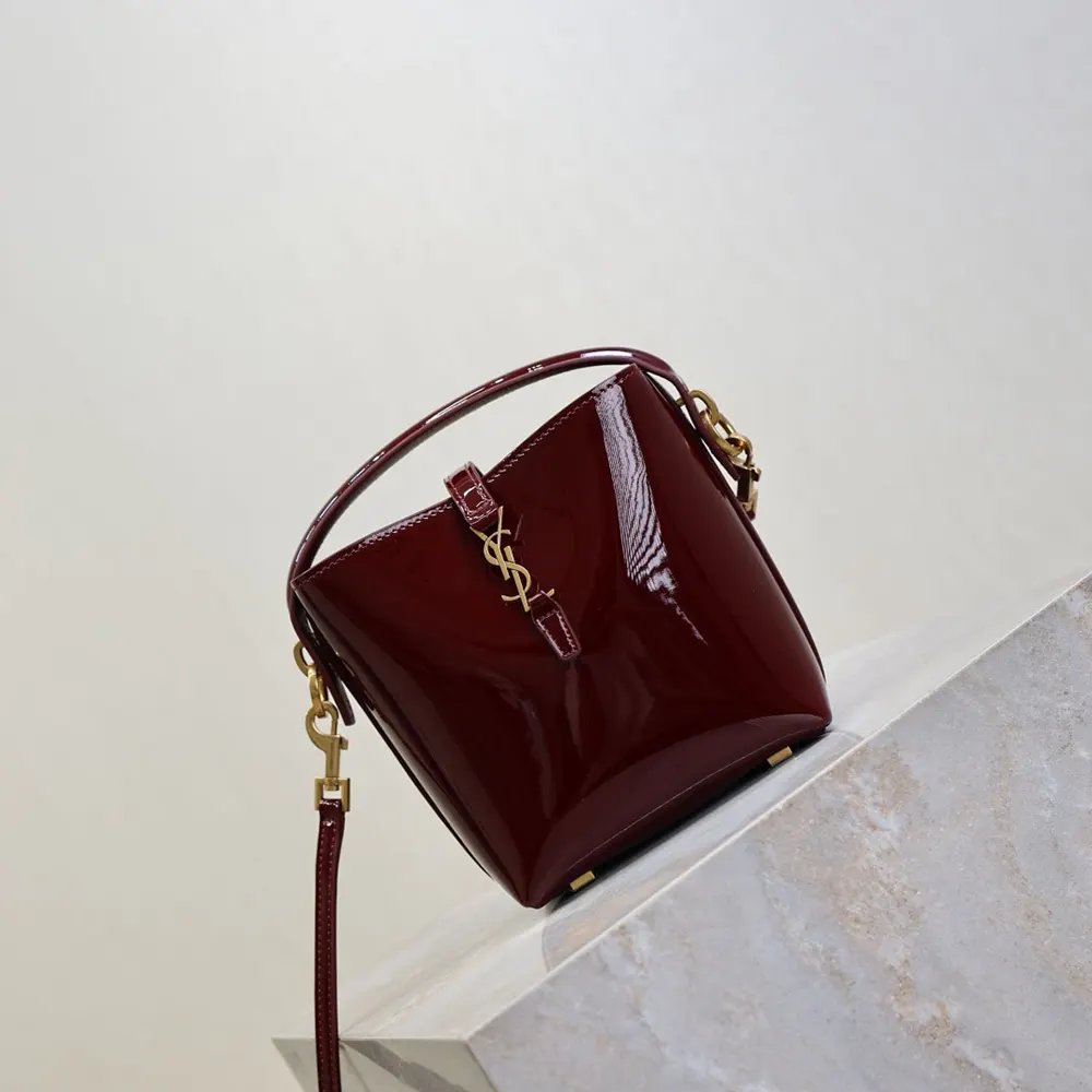 Saint Laurent YSL Women Le 37 Mini in Patent Leather-Maroon 765870AA