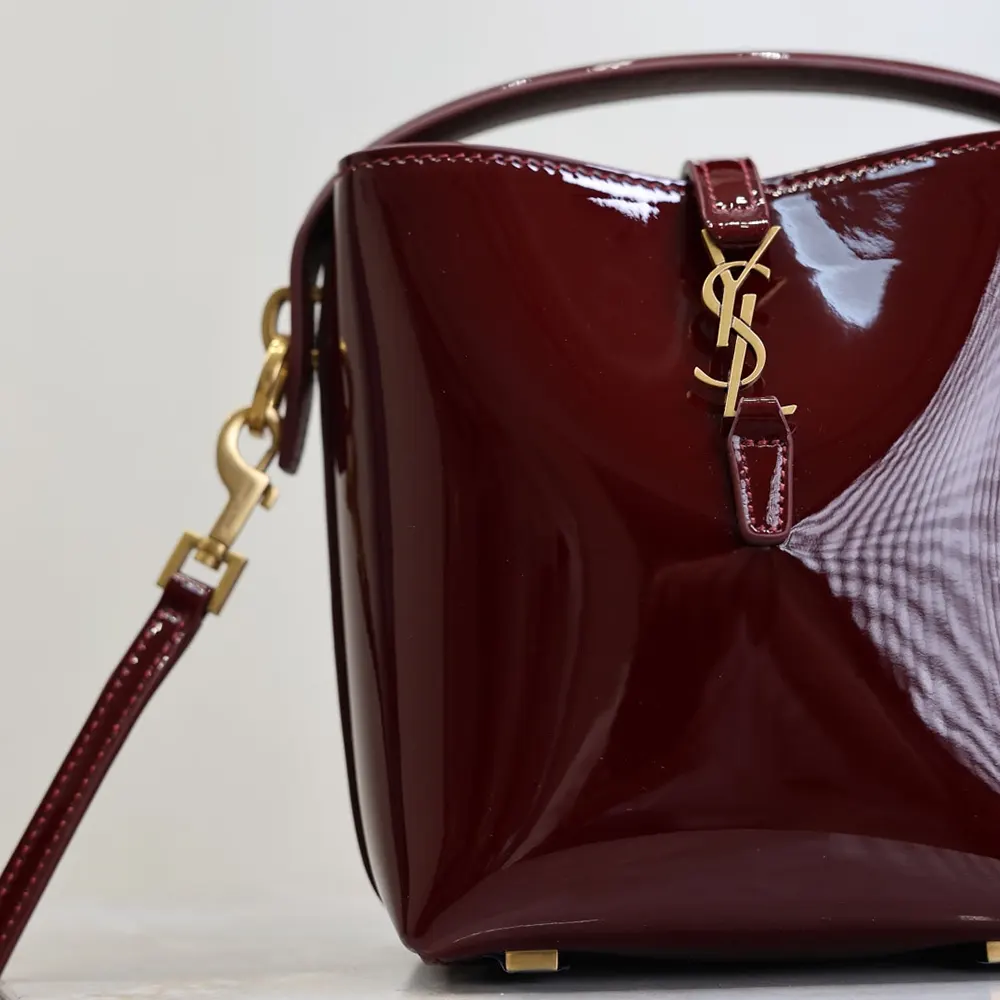 Saint Laurent YSL Women Le 37 Mini in Patent Leather-Maroon 765870AA