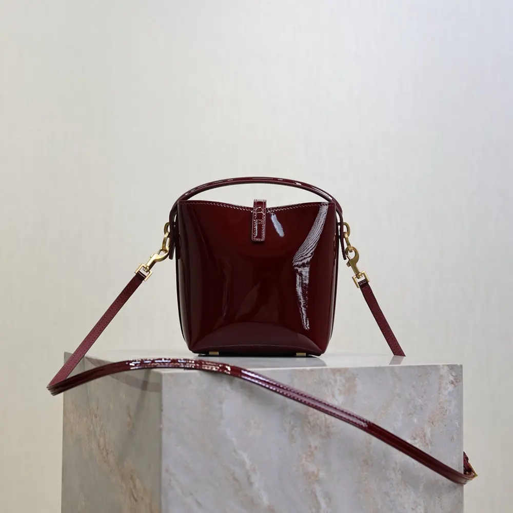 Saint Laurent YSL Women Le 37 Mini in Patent Leather-Maroon 765870AA