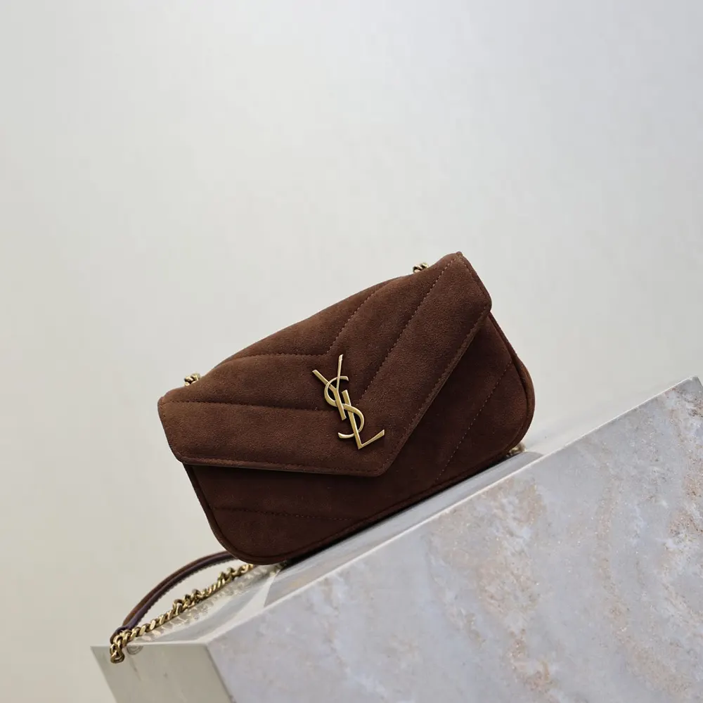 Saint Laurent YSL Women Loulou Mini in Suede-Brown 8606281U