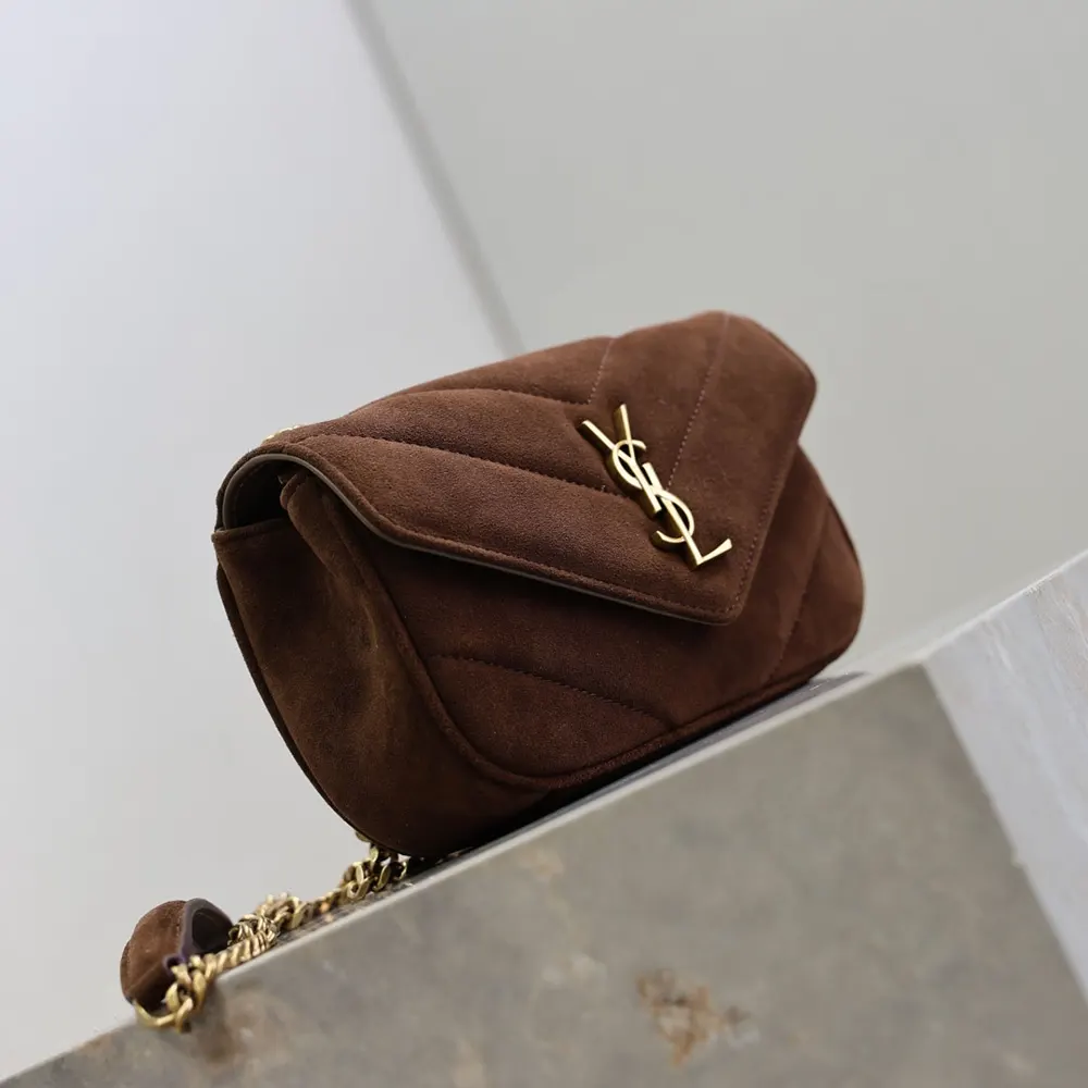 Saint Laurent YSL Women Loulou Mini in Suede-Brown 8606281U