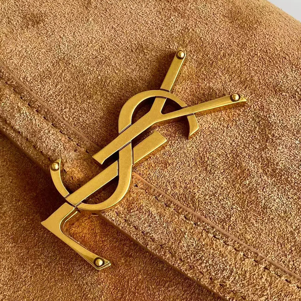 Saint Laurent YSL Women Solferino Small in Suede-Brown 8323301U