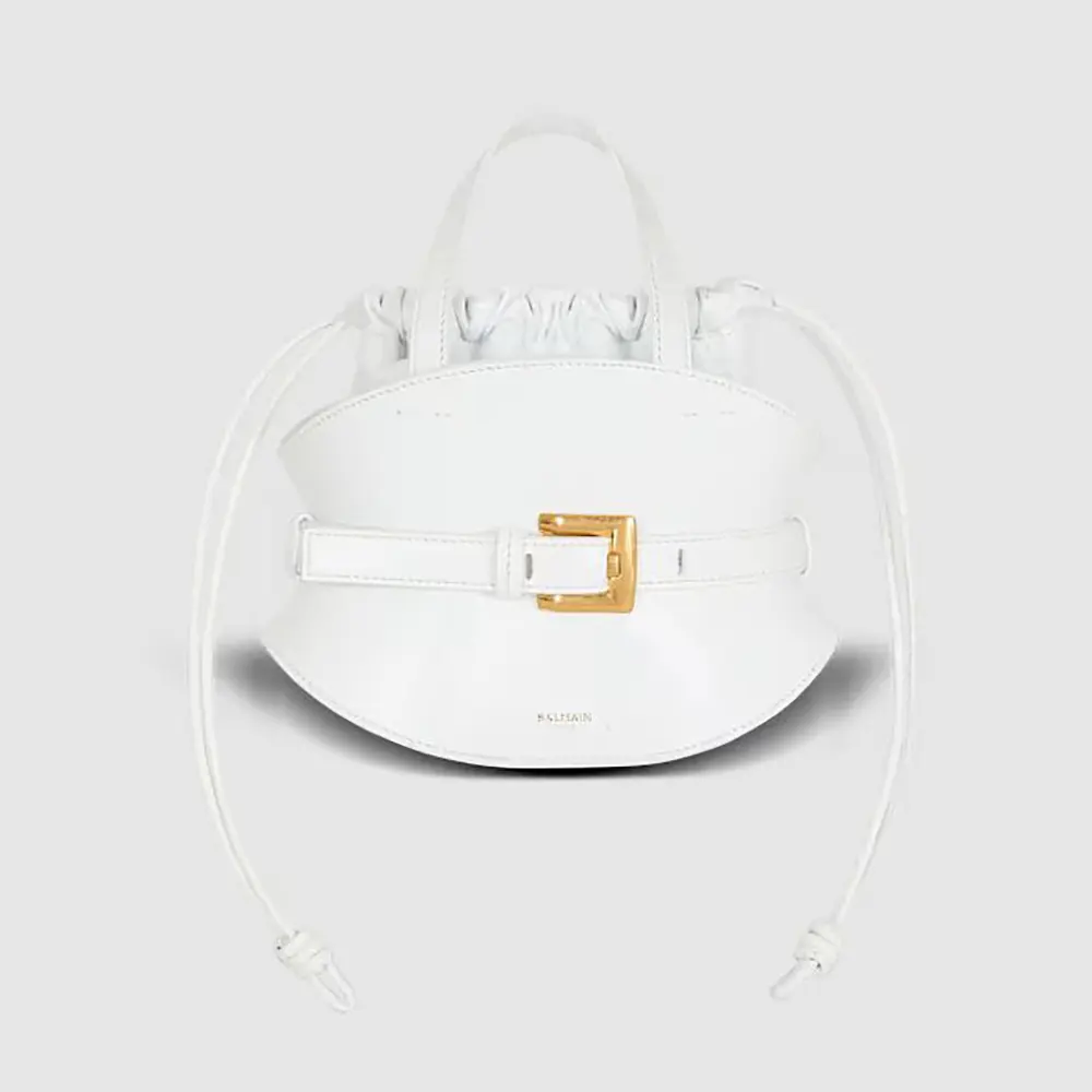 Balmain Women Shuffle Mini Bag In Calfskin Leather-White FN0DP0