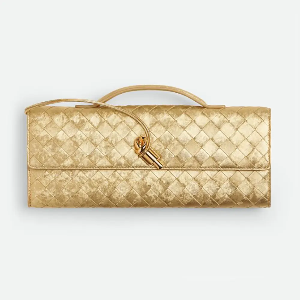 Bottega Veneta Women Andiamo Clutch-Gold 741511V5XF18472
