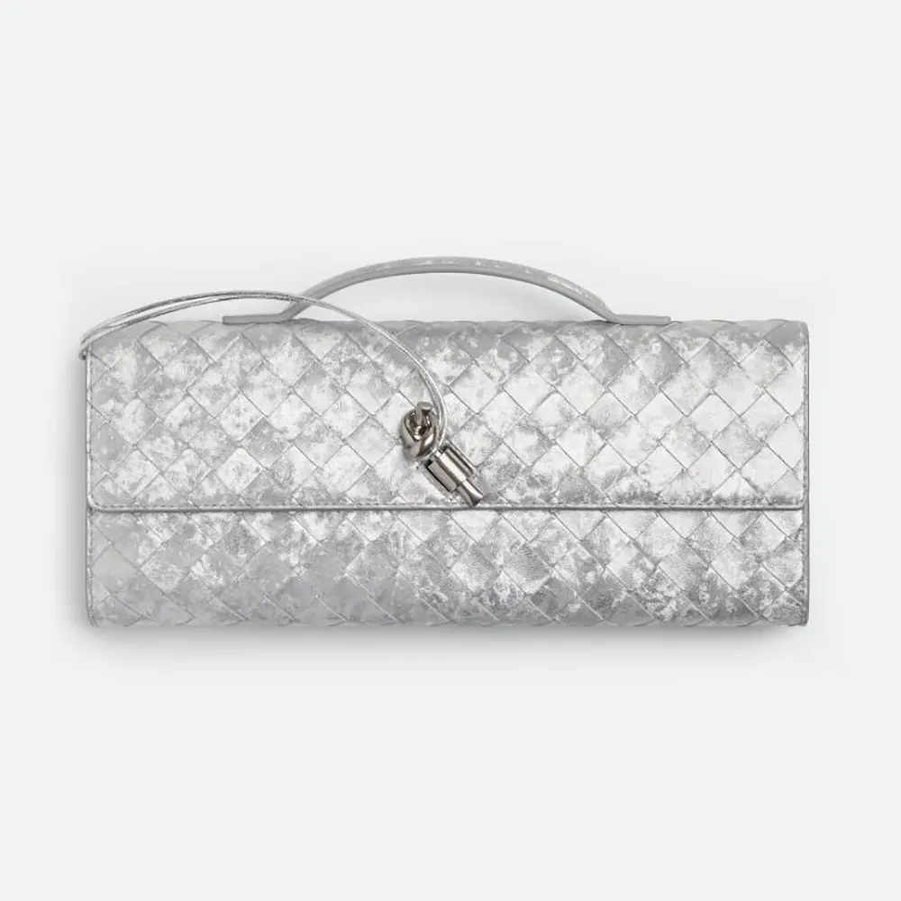 Bottega Veneta Women Andiamo Clutch-Silver 741511V5XF18101