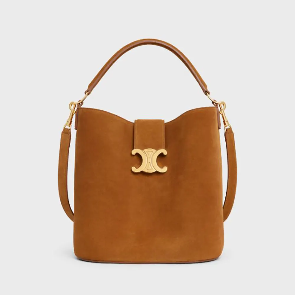 Celine Women Medium Louise Bag In Suede Calfskin-Brown 116613FXR