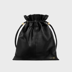 Celine Women Small Crystal Pouch in Lambskin-Black 123662J79