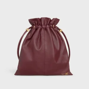 Celine Women Small Crystal Pouch in Lambskin-Maroon 123662J79