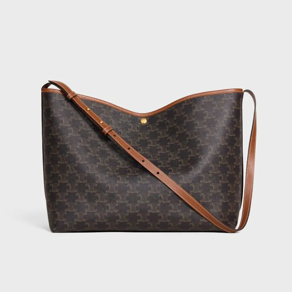 Celine Women Soft Shopper Bag in Triomphe Canvas and Calfskin