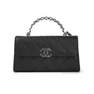 Chanel Women Kelly 23 with Chain Grained Shiny Calfskin Gold Tone Metal-Black