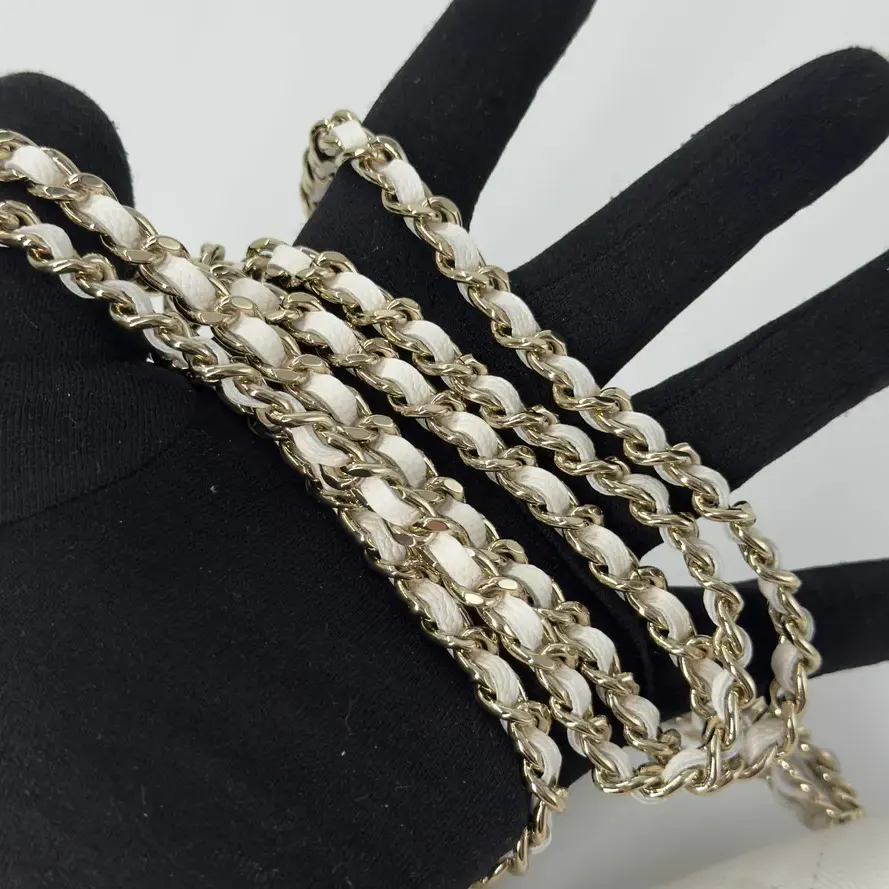 Chanel Women Kelly 23 with Chain Grained Shiny Calfskin Gold Tone Metal-White