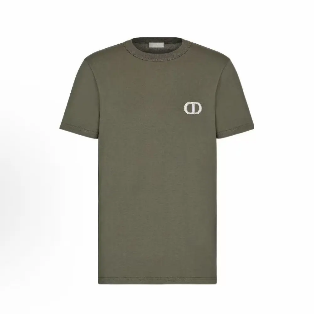 Dior Men CD Icon T-Shirt Relaxed Fit Dark Green Cotton Jersey 943J605A0554