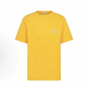 Dior Men CD Icon T-Shirt Relaxed Fit Yellow Cotton Jersey 943J605A0554