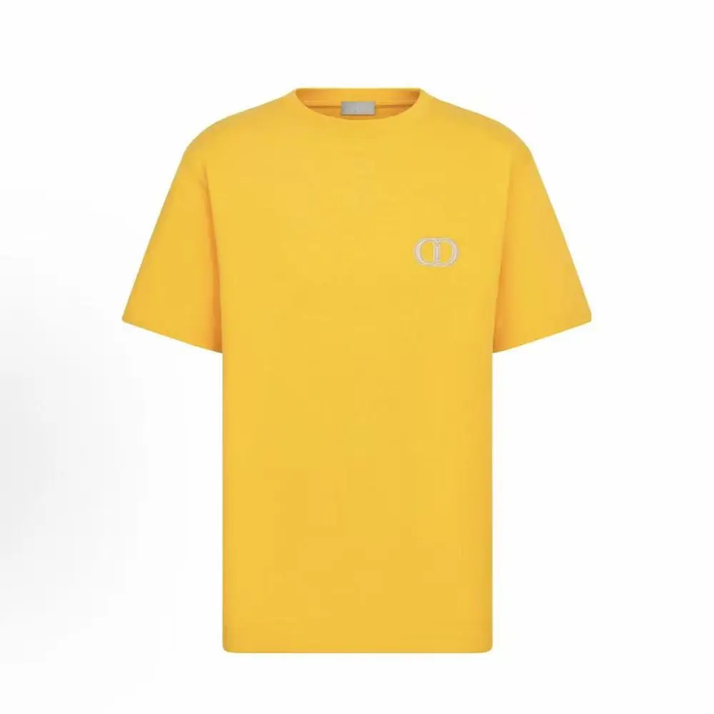 Dior Men CD Icon T-Shirt Relaxed Fit Yellow Cotton Jersey 943J605A0554