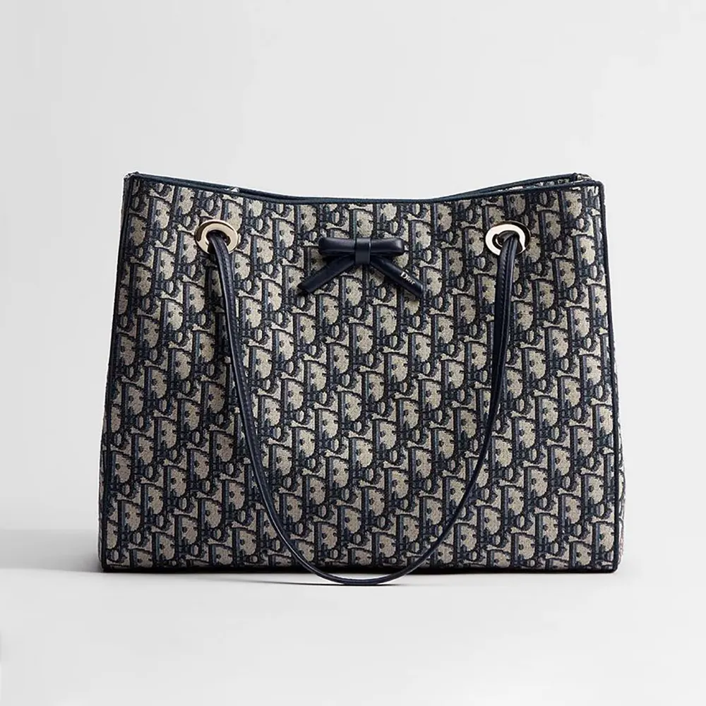 Dior Women Medium Shopping Bag Blue Dior Oblique Jacquard M1409OTZQ